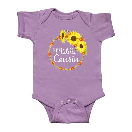 

Inktastic Middle Cousin Sunflower Wreath Gift Baby Boy or Baby Girl Bodysuit