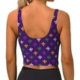 thumbnail image 3 of Vsdgher Purple Mardi Gras Print Women Sleeveless Athletic Tank Top Built-in Bra Camisole Sports Vest for Yoga Running Fitness Exercise with Removable Pads, 3 of 8