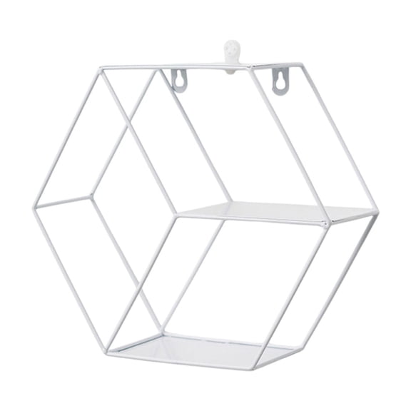 Zmeidao Hexagon Shape Storage Iron Shelf, Modern Metal Wall Shelf for Bedroom Living Study Strong Bearing Capacity Space-Saving Design