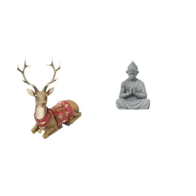 Escultura de reno, alce y ciervo, adorno para sala de estar, oficina, dormitorio, con estatua en miniatura de Buda mono para patio