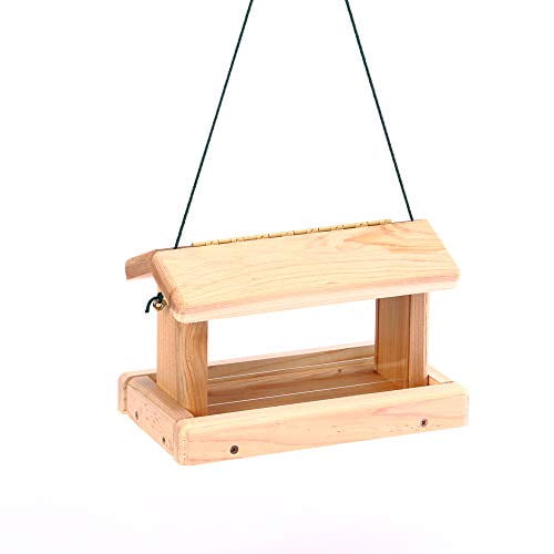Rustic handmade large cedar wood hanging double dish bird feeder 15 X 8 X 10 
