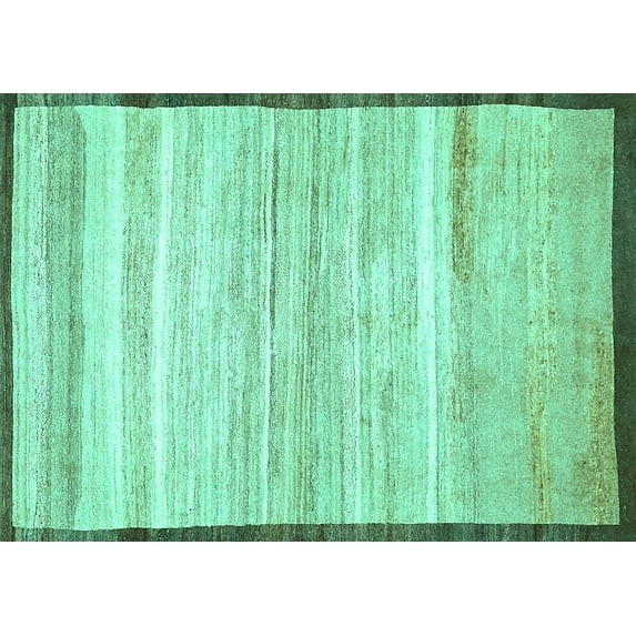 Ahgly Company Machine Washable Indoor Rectangle Abstract Turquoise Blue Modern Area Rugs, 6' x 9'