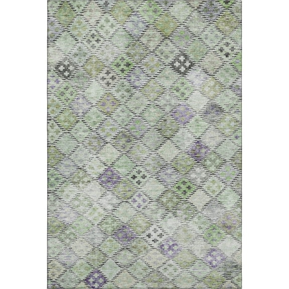 Addison Rugs Mayfield Premium Machine Washable Transitional Geometric Green Rectangle Rug, 5' x 7'6"