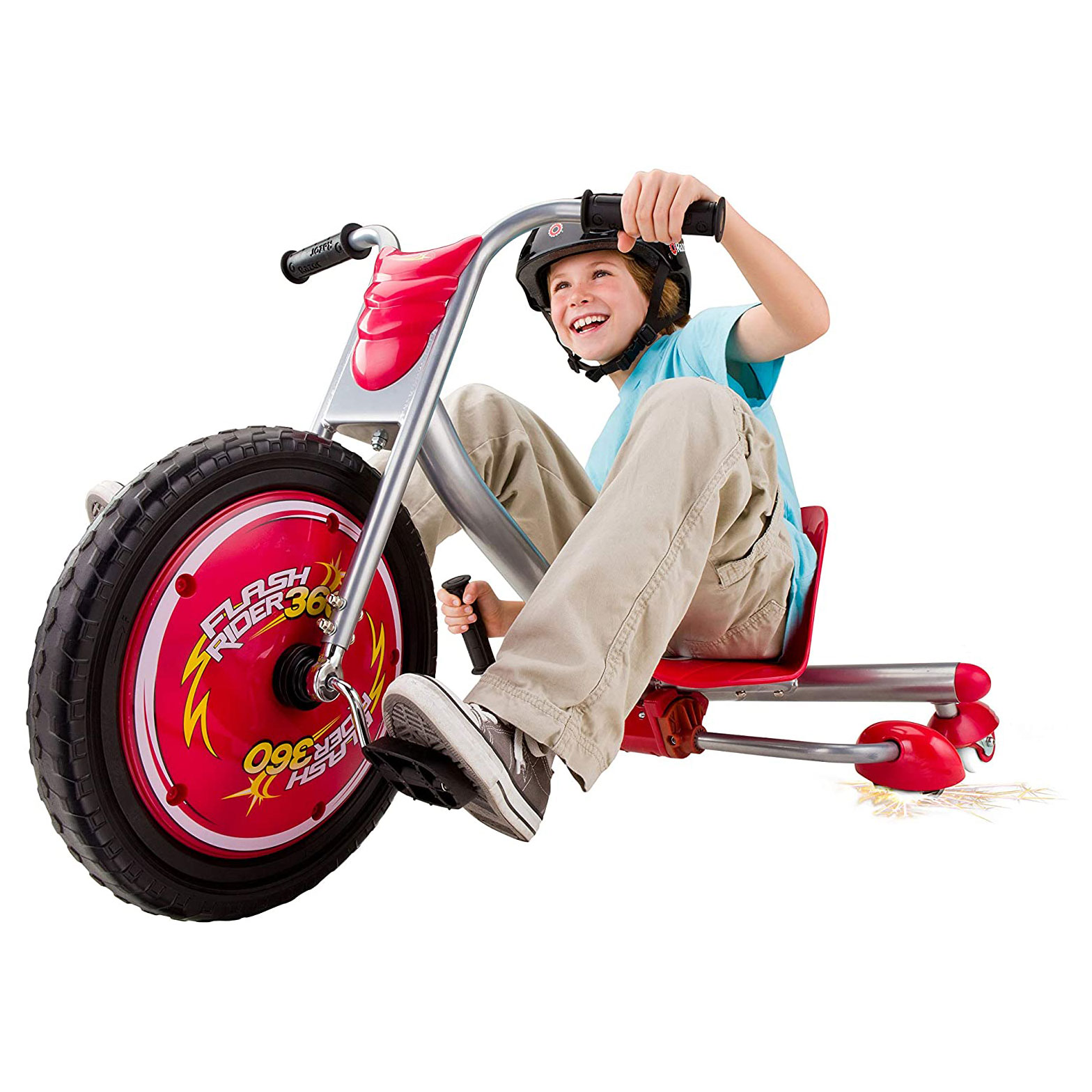 Razor FlashRider 360 Tricycle with Sparks - Red, 16" Front Wheel, Ride-On Trike Toy for Kids Ages 6+ - image 3 of 6