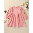 thumbnail image 2 of Bagilaanoe Toddler Baby Girl Fall Dress Floral Embroidery Long Sleeve A-line Dresses Kids Pink Swing Sundress, 2 of 9