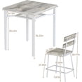 thumbnail image 5 of LinkRomat 3 Piece Bar Table Set, Counter Height Square Kitchen Table with Storage Shelf and 2 Stools, Compact Dining Set for Small Apartments, Gray, 5 of 9