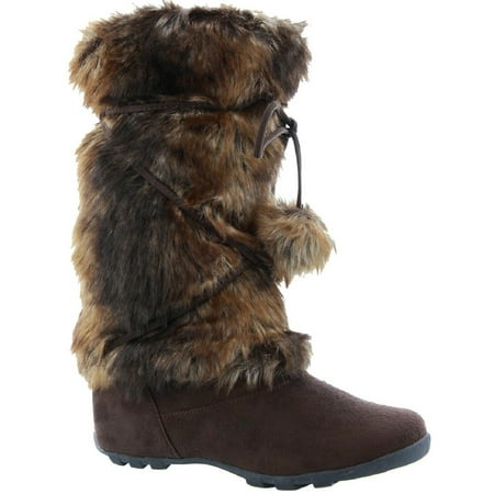 

Talia-Hi Women Mukluk Faux Fur Boot Mid Calf Winter Snow Brown 11
