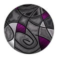 thumbnail image 2 of BizChair 7' x 7' Round Purple Abstract Area Rug - Olefin Rug with Jute Backing - Living Room, Bedroom, Family Room, 2 of 10