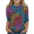 thumbnail image 2 of Kids Polka Dot Top for Girls 3/4 Sleeve Black Colorful Dots Stretchy Casual Shirt for Play School Everyday,Size 9-10T, 2 of 5