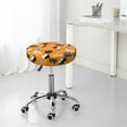 thumbnail image 7 of Round Bar Stool Seat Covers, Bold Black and White Leaves Orange Elastic Round Chair Cover Stool Seat Slipcover Bar Stool Cushions Round Pad for 12-14 inch, 7 of 7