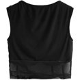 thumbnail image 4 of Women's Sheer Contrast Mesh Slim Fitted Sleeveless Crop Tank Top, 4 of 5