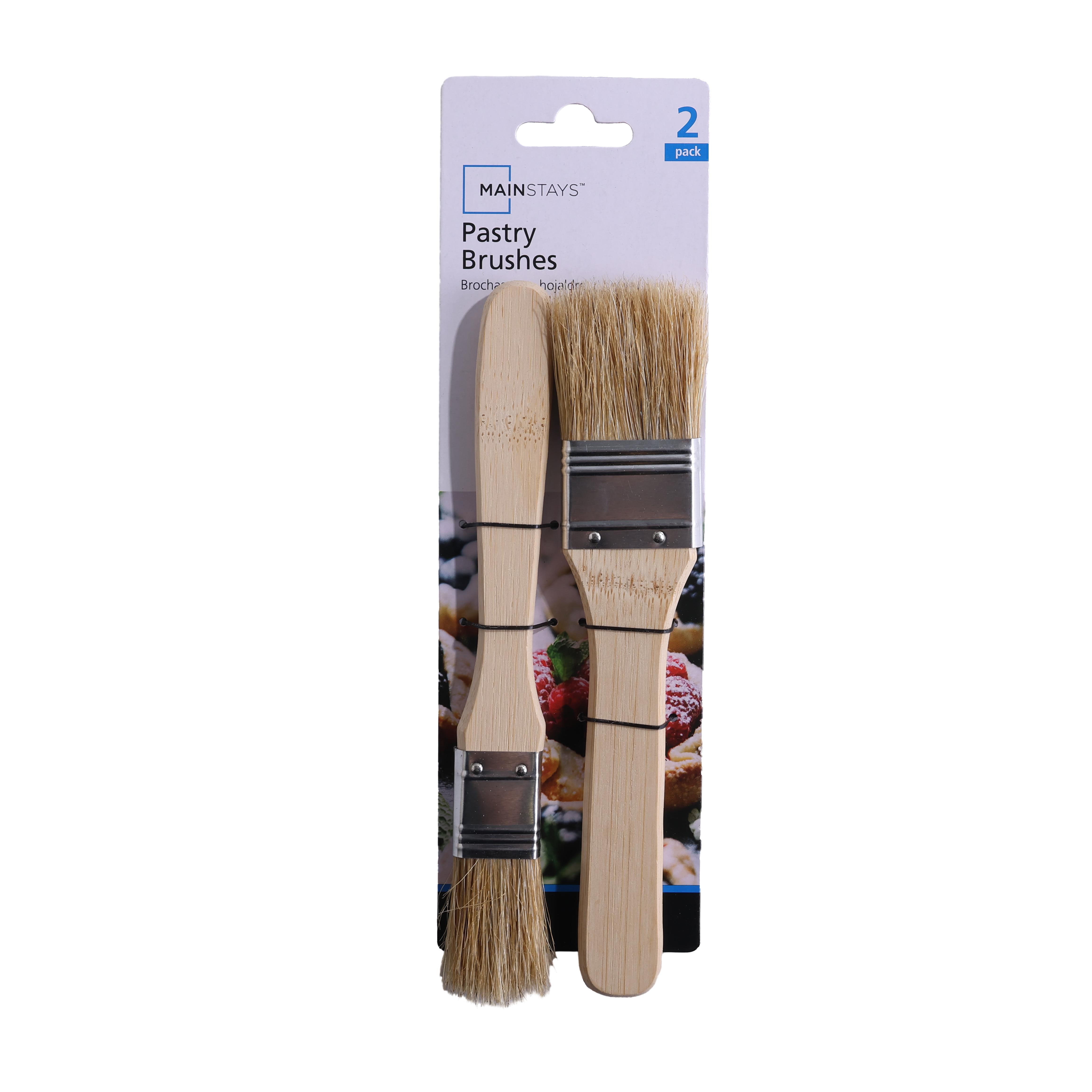 Mainstays 2-Piece Bamboo and Bristle Pastry Brushes Set with Bamboo Handle, 9.05" L, Natural Color