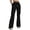 Black, variant on Womens Solid Color Multi Cargo Pocket Flare Sweatpants Elastic Drawstring High Waist Soft Stretchy Fabric Relaxed Fit Casual Streetwear Bootcut Everyday Trousers