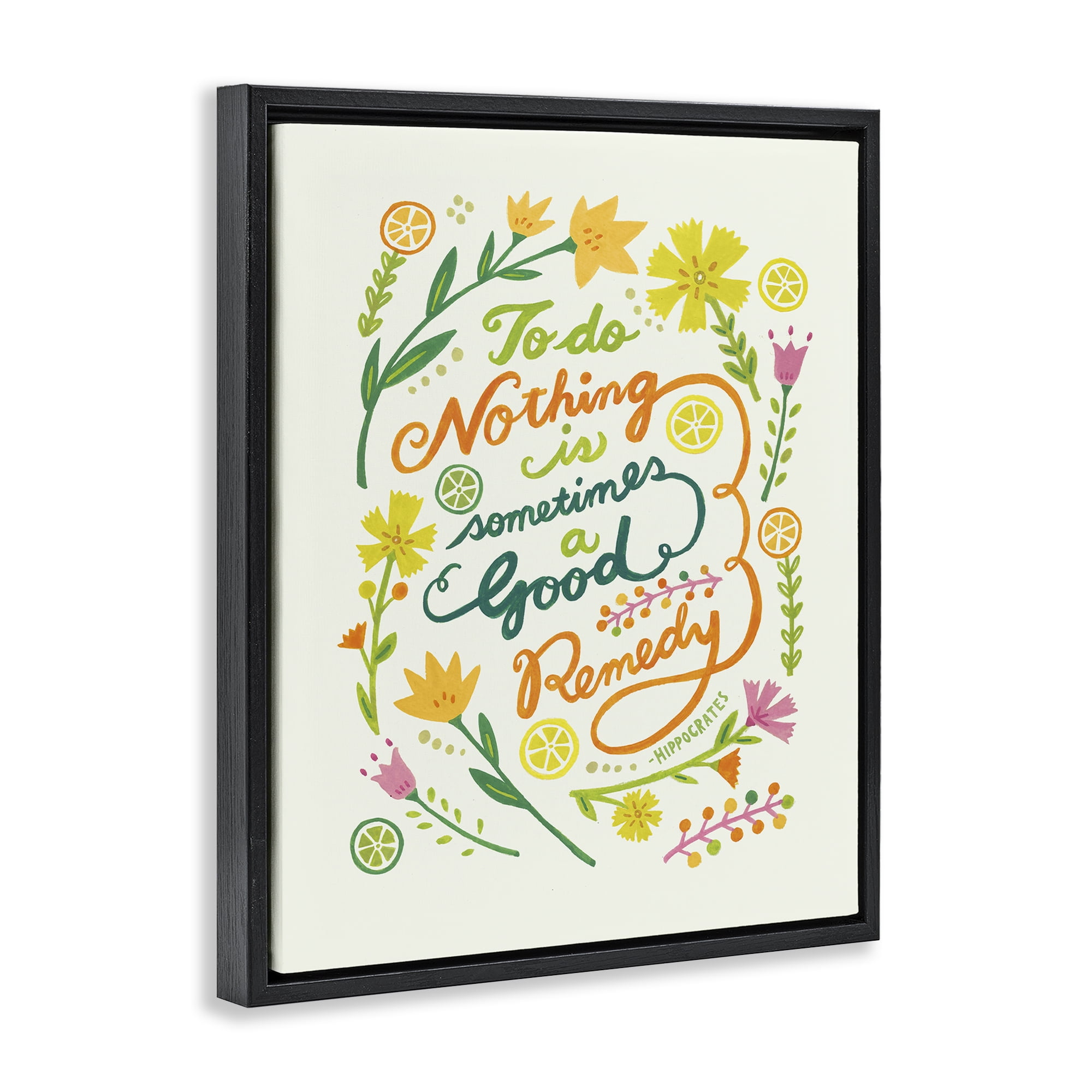 Stupell Industries Doing Nothing Good Remedy Plants & Flowers Painting Black Floater Framed Canvas Art Print Wall Art, 25 x 31