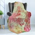 thumbnail image 4 of Flower Soft Flannel Fleece Throw Blanket, Floral Design with a Grunge Style Dated Background Retro Artisan Pattern, Cozy Plush for Indoor and Outdoor Use, 50" x 60", Pink and Green, by Ambesonne, 4 of 5