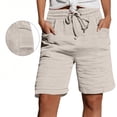 thumbnail image 3 of Womens Bermuda Shorts Casual Textured Drawstring Shorts Elastic Waist Loose Fit Summer Comfy Shorts with Pockets, 3 of 5