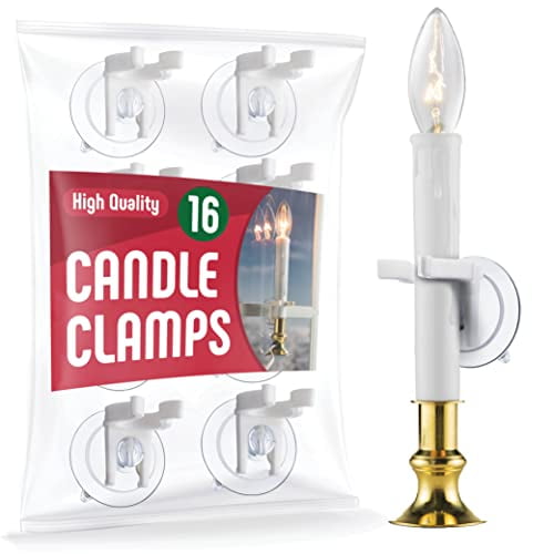 16 Window Candle Holder Clamps with World's Strongest Suction Cups Holiday Joy® 