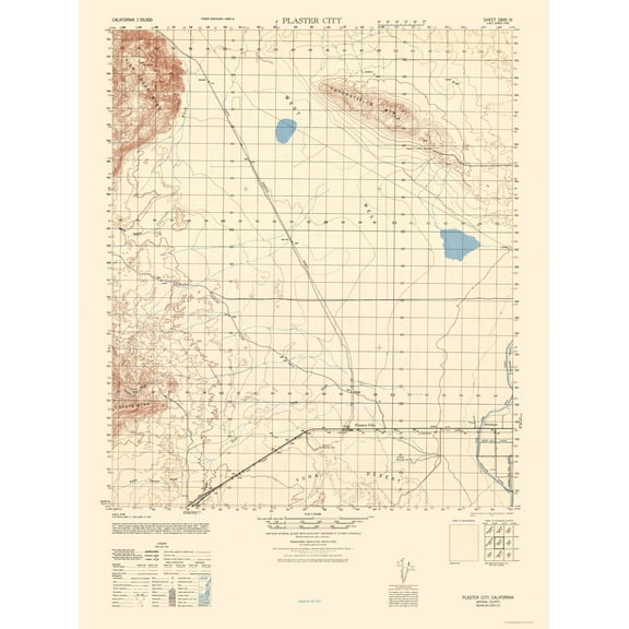 Topographical Map - Plaster City Sheet - US Army 1944 - Vintage Wall Art