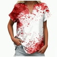 thumbnail image 3 of Towmus Halloween Clothes for Women Plus Size Casual V Neck Funny Tops Print Short Sleeve T-Shirt, 3 of 6