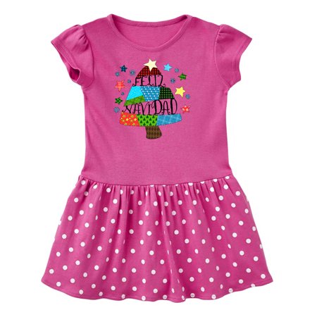 

Inktastic Feliz Navidad Patchwork Tree Quilting Gift Toddler Girl Dress
