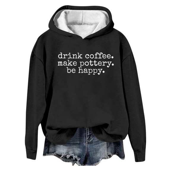 WENWU Women's Hoodies Sweatshirts Long Sleeve Hoodies for Women Pullover Graphic Hoodies for Women Black Hoodie Fall Jacket Women Preppy Clothes Teen Girl