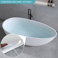 thumbnail image 3 of Holaki 59 inch Stone Resin Freestanding Bathtub,Gracefully Thin Edge Egg Shaped Freestanding Tubs, Overflow and Pop-up Drain Included,Solid Surface Soaking Bath Tub,Stand Alone Tubs,White, 3 of 8