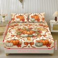 thumbnail image 2 of Jeiento Fall Pumpkin Bow Printed Bedding Set 2 Decorative Pillow Covers with Deep Pocket Fitted Sheet, Soft Breathable Bed Cover for Autumn Harvest Thanksgiving Bedroom, King Size, 2 of 7