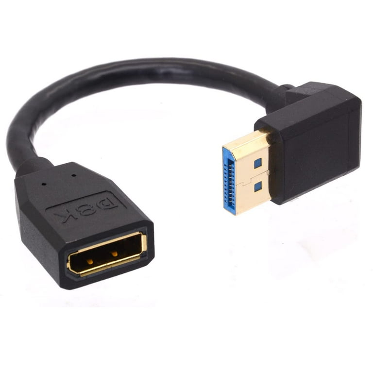 8K 90 Degree Angle Displayport 1.4 Extension Cable, Displayport Male to  Female Displayport Cable Cord for HP Dell Asus 8K@60Hz 4K@144Hz 1080p@240HZ  15cm (Down) 