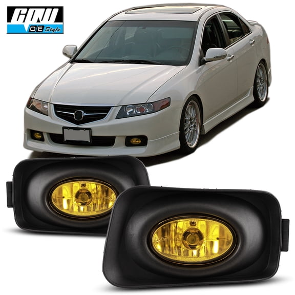 Halogen Yellow Lens Fog Lights Pair Set for 2003-2006 Acura TSX, Wiring Kit and Switch Included