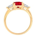 thumbnail image 2 of 2.82 ct Emerald Cut Simulated Ruby 3 Stone 14K Yellow Gold Womens Engagement Ring, 2 of 5