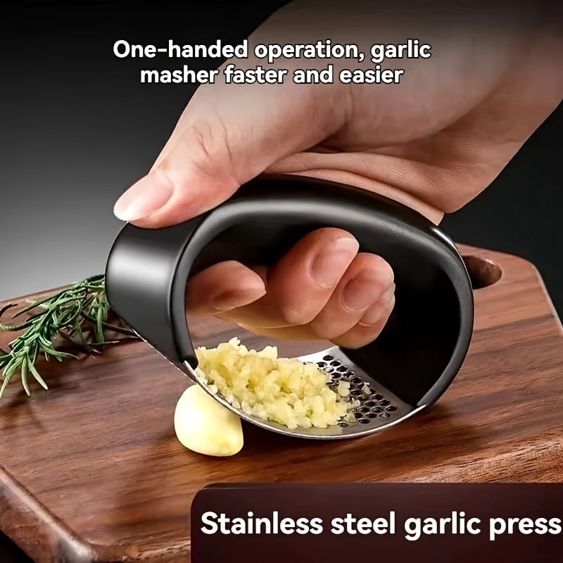 Stainless steel manual garlic press, garlic chopping tool, kitchen essential garlic masher, fruit and vegetable cutting tool