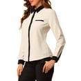 thumbnail image 4 of DARING DIVA Women's Color Block Button Down Long Sleeve Work Shirt XL Beige, 4 of 6