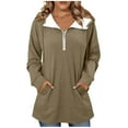 thumbnail image 2 of Yievot Womens Hoodie Half Zip Pullover Sweatshirt Loose Quarter Zipper Tunic Tops with Pocket Fall Fashion Outfits, 2 of 6
