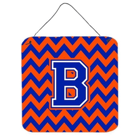 Letter B Chevron Orange & Blue Wall or Door Hanging Prints, 6 x 0.02 x 6 in.