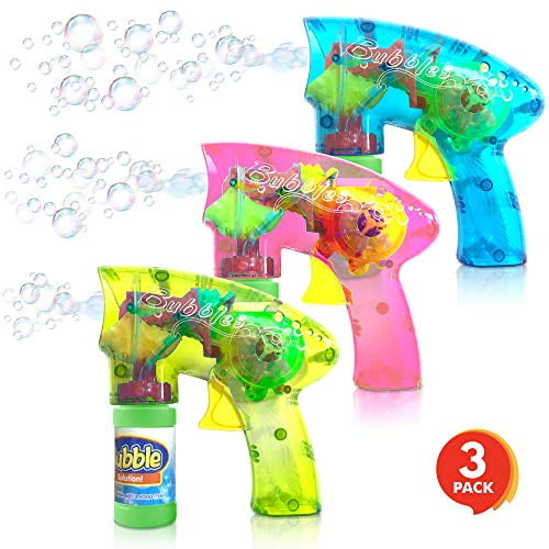 ArtCreativity Friction Powered Light Up Bubble Blaster Gun Set Set of
