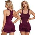thumbnail image 4 of Fjuchai Womens Cami Tank Shorts Pajama Sets Solid Color Pjs Sleepwear Set Adjustable Straps Jammies Summer Outfit for Women's S-XL, 4 of 9