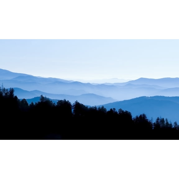 Smoky Mountain Wall Art Sunrise Over Blue Ridge Mountains Scenic Painting Gallery Wrapped Canvas Art Ready to Hang