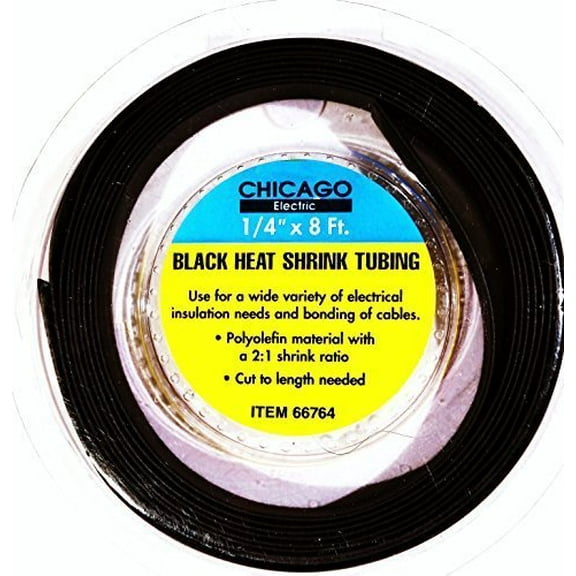 Chicago Electric 1/4' x 8 Ft. Black Heat Shrink Tubing