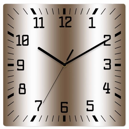Brown White Ombre Wooden Wall Clock Silent Non Ticking, Abstract Art Modern Brown Gradient Square Wall Clocks Battery Operated, Decor Clock for Home Office, Living Room, Kitchen, 12 Inch