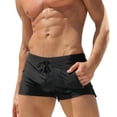 thumbnail image 6 of EliteGoogv Men Swim Trunks High Waist Solid Color Briefs Swim Bottom For Men Summer Casual Swimming Shorts Dark Blue 3XL, 6 of 6