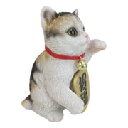 Japanese Luck And Fortune Charm Beckoning White Calico Cat Maneki Neko Figurine
