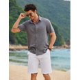 thumbnail image 4 of COOFANDY Men's Casual Linen Button Down Shirt Short Sleeve Beach Summer Wedding Shirt, 4 of 6