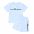 thumbnail image 7 of Girls Typography Logo Print Casual Loose Fit Short Sleeve Outfit Kids Girls Clothes Set, 7 of 7
