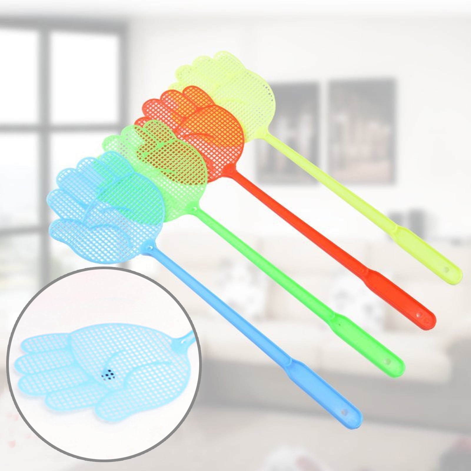 4 Pack Fly Swatter, Strong Plastic Fly Swat Set Heavy Duty with Long