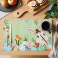 thumbnail image 2 of Easter Bunny Placemats Set of 12, Farmhouse Colorful Eggs Tulip Wood Grain Green Placemats for Dining Table, Place Mats for Kitchen Tabletop, Waterproof Wipeable Dining Table Mats Set, 2 of 9
