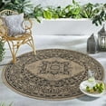 thumbnail image 2 of GAD - Classical Sisal-Inspired Indoor Outdoor Area Rug, Medallion, Bordered, Geometric Pattern, Fade and Stain Resistant 6'7"x 6'7" - Black-Natural, 2 of 5