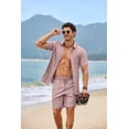 thumbnail image 6 of COOFANDY 2 Piece Set for Men Cruise Outfits Set Mens Summer Vacation Outfit Short Sleeve Button Down Shirts, 6 of 7
