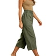 thumbnail image 5 of SHTXOZHI Elastic Waist Cropped Pants for Women Straight Leg Button Down Capris Casual Dressy Pants with Pockets, 5 of 6