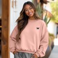 thumbnail image 3 of Dalix Butterfly Embroidery Relaxed Crewneck Sweatshirt Soft Fleece Fit Lounge Womens in Pink XS X-Small, 3 of 5