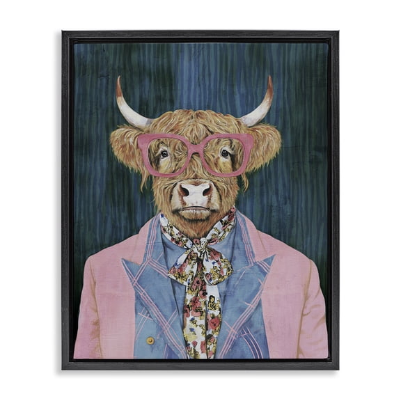 Stupell Industries Gentle Bull Portrait Black Framed Floater Canvas Wall Art, design by Svetlana Aleynikova